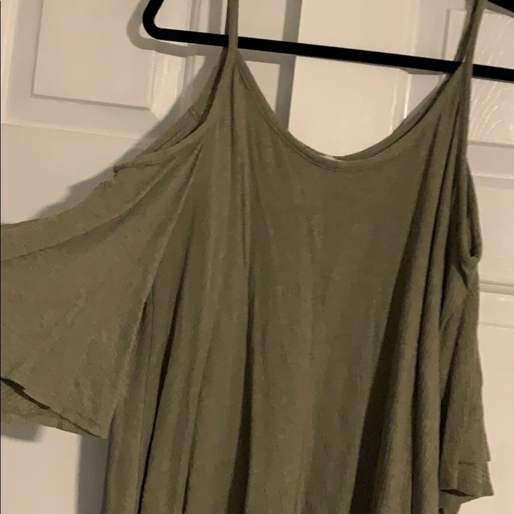Olive green cold shoulder top
